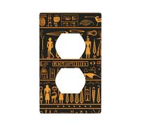 MJHKXLJ Ancient Egyptian Hieroglyph Printed Double Socket Wall Panel Electrical Socket Cover Plate Shatter Decoration Durable 4.5x2.76in