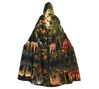 MJHKXLJ Animals In The Rainforest Prints Hooded Cloak for Halloween, Role-Playing, and Costume Parties