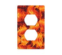 MJHKXLJ Basketball on fire Printed Double Socket Wall Panel Electrical Socket Cover Plate Shatter Decoration Durable 4.5x2.76in