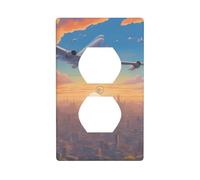 MJHKXLJ Beautiful Airplane Printed Double Socket Wall Panel Electrical Socket Cover Plate Shatter Decoration Durable 4.5x2.76in