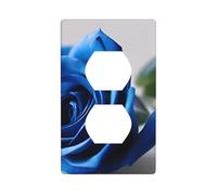 MJHKXLJ Beautiful Blue Rose Printed Double Socket Wall Panel Electrical Socket Cover Plate Shatter Decoration Durable 4.5x2.76in