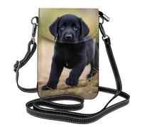 MJHKXLJ Black Labrador Puppy Printed Ladies' mobile phone with leather foreskin, crossbody flip cover, small adjustable shoulder strap