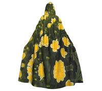 MJHKXLJ Blooming Yellow Flower Prints Hooded Cloak for Halloween, Role-Playing, and Costume Parties