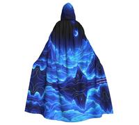 MJHKXLJ Blue Moon Blue Mountain Prints Hooded Cloak for Halloween, Role-Playing, and Costume Parties