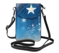 MJHKXLJ Blue starry sky Printed Ladies' mobile phone with leather foreskin, crossbody flip cover, small adjustable shoulder strap