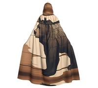 MJHKXLJ Cartoon Black Bear Prints Hooded Cloak for Halloween, Role-Playing, and Costume Parties