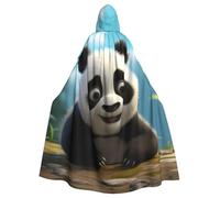 MJHKXLJ Cartoon Panda Bear Prints Hooded Cloak for Halloween, Role-Playing, and Costume Parties