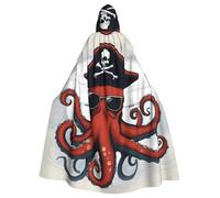 MJHKXLJ Cartoon Sailing Pirate Octopus Prints Hooded Cloak for Halloween, Role-Playing, and Costume Parties