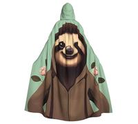 MJHKXLJ Cartoon Sloth Prints Hooded Cloak for Halloween, Role-Playing, and Costume Parties