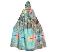 MJHKXLJ Cartoon world map Prints Hooded Cloak for Halloween, Role-Playing, and Costume Parties