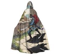 MJHKXLJ Cat Carrying Sword Prints Hooded Cloak for Halloween, Role-Playing, and Costume Parties