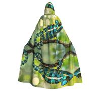 MJHKXLJ Chameleon On Branch Prints Hooded Cloak for Halloween, Role-Playing, and Costume Parties