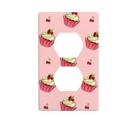 MJHKXLJ Cherry Cake Printed Double Socket Wall Panel Electrical Socket Cover Plate Shatter Decoration Durable 4.5x2.76in