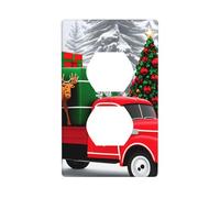 MJHKXLJ Christmas Truck and Moose Printed Double Socket Wall Panel Electrical Socket Cover Plate Shatter Decoration Durable 4.5x2.76in