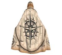 MJHKXLJ Compass Map Nautical Prints Hooded Cloak for Halloween, Role-Playing, and Costume Parties