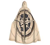 MJHKXLJ compass sea Prints Hooded Cloak for Halloween, Role-Playing, and Costume Parties