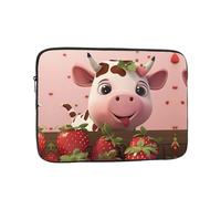 MJHKXLJ Cows and Strawberries Prints Portable Laptop Sleeve Case 12 inch for Shockproof Protection and Lightweight Travel