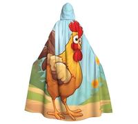 MJHKXLJ Creative Cartoon Chicken Prints Hooded Cloak for Halloween, Role-Playing, and Costume Parties