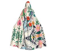 MJHKXLJ Cute white tiger Prints Hooded Cloak for Halloween, Role-Playing, and Costume Parties