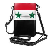 MJHKXLJ Flag of the Syrian Arab Republic Printed Ladies' mobile phone with leather foreskin, crossbody flip cover, small adjustable shoulder strap