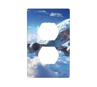 MJHKXLJ Flying Airplane Printed Double Socket Wall Panel Electrical Socket Cover Plate Shatter Decoration Durable 4.5x2.76in
