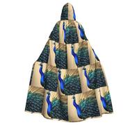 MJHKXLJ Fresh peacock Prints Hooded Cloak for Halloween, Role-Playing, and Costume Parties