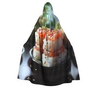 MJHKXLJ Fresh Salmon Sushi Prints Hooded Cloak for Halloween, Role-Playing, and Costume Parties