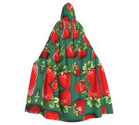 MJHKXLJ Fresh Strawberry Prints Hooded Cloak for Halloween, Role-Playing, and Costume Parties