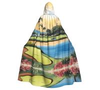 MJHKXLJ Hawaii Beach Golf Course Prints Hooded Cloak for Halloween, Role-Playing, and Costume Parties