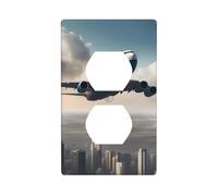 MJHKXLJ high Altitude Airplane Printed Double Socket Wall Panel Electrical Socket Cover Plate Shatter Decoration Durable 4.5x2.76in