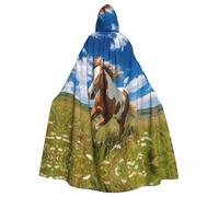 MJHKXLJ Horses on the Prairie Prints Hooded Cloak for Halloween, Role-Playing, and Costume Parties