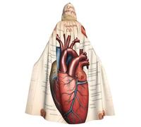 MJHKXLJ Human Anatomy Heart Chart Prints Hooded Cloak for Halloween, Role-Playing, and Costume Parties