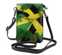 MJHKXLJ Jamaica Flag Leaves Printed Ladies' mobile phone with leather foreskin, crossbody flip cover, small adjustable shoulder strap