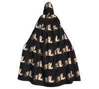 MJHKXLJ Kitten reading newspaper carefully Prints Hooded Cloak for Halloween, Role-Playing, and Costume Parties