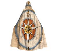 MJHKXLJ Law of the Compass sea Prints Hooded Cloak for Halloween, Role-Playing, and Costume Parties