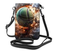 MJHKXLJ Lightning Fever Tennis Printed Ladies' mobile phone with leather foreskin, crossbody flip cover, small adjustable shoulder strap