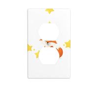 MJHKXLJ Little Fox Counting Stars Printed Double Socket Wall Panel Electrical Socket Cover Plate Shatter Decoration Durable 4.5x2.76in