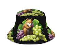 MJHKXLJ Little Fox Eating Grapes Prints Reflective Bucket Hat for Men and Women - Lightweight, Foldable for Outdoor Activities, Black, One Size