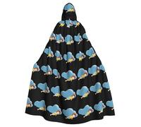 MJHKXLJ little girl lying on the clouds Prints Hooded Cloak for Halloween, Role-Playing, and Costume Parties