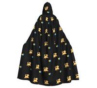 MJHKXLJ Little golden retriever chasing balloons Prints Hooded Cloak for Halloween, Role-Playing, and Costume Parties