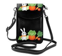 MJHKXLJ Little Gray Rabbit Vegetable Garden Printed Ladies' mobile phone with leather foreskin, crossbody flip cover, small adjustable shoulder strap
