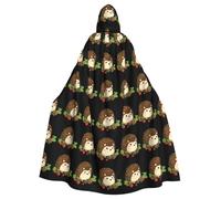 MJHKXLJ Little Hedgehog Orchard Prints Hooded Cloak for Halloween, Role-Playing, and Costume Parties