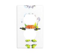MJHKXLJ Little Monster Cooking Printed Double Socket Wall Panel Electrical Socket Cover Plate Shatter Decoration Durable 4.5x2.76in
