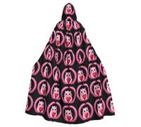 MJHKXLJ Little monster in the wreath Prints Hooded Cloak for Halloween, Role-Playing, and Costume Parties