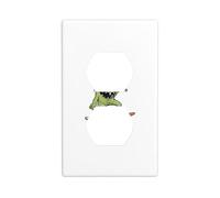 MJHKXLJ Little Monster on Skateboard Printed Double Socket Wall Panel Electrical Socket Cover Plate Shatter Decoration Durable 4.5x2.76in