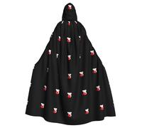 MJHKXLJ Little mouse sitting on cherries Prints Hooded Cloak for Halloween, Role-Playing, and Costume Parties