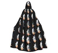 MJHKXLJ Little penguin eating popcorn Prints Hooded Cloak for Halloween, Role-Playing, and Costume Parties