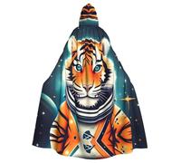 MJHKXLJ Little Tiger in Space Prints Hooded Cloak for Halloween, Role-Playing, and Costume Parties