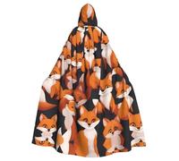 MJHKXLJ lots of cartoon little foxes Prints Hooded Cloak for Halloween, Role-Playing, and Costume Parties