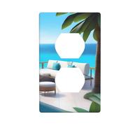 MJHKXLJ Love Island on The S Printed Double Socket Wall Panel Electrical Socket Cover Plate Shatter Decoration Durable 4.5x2.76in